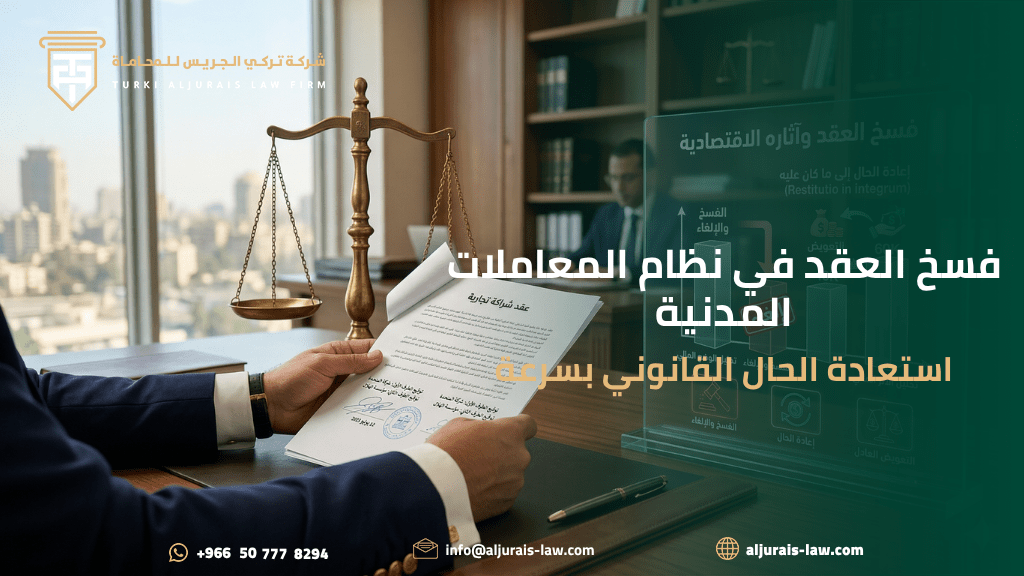 فسخ العقد في نظام المعاملات المدنية و استعادة الحال القانوني بسرعة